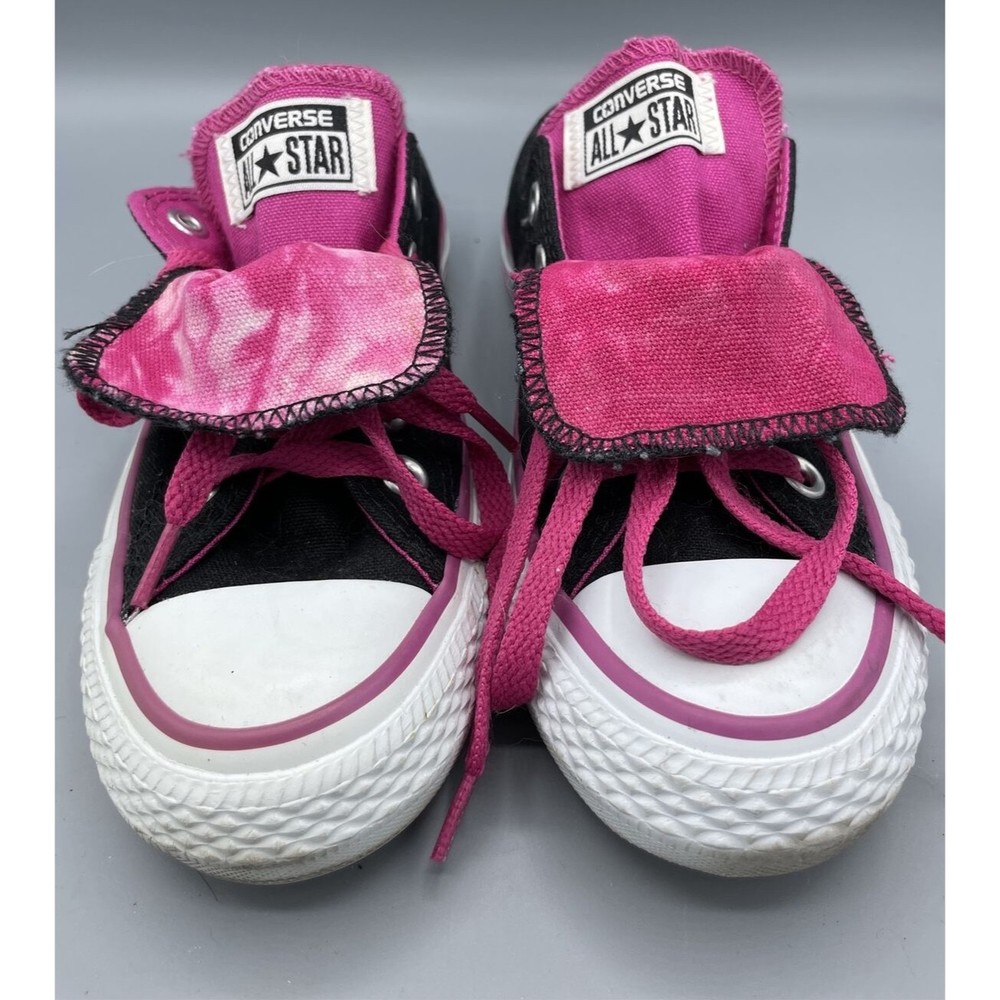 Converse Sneakers Double Tongue Black Pink Girls Youth Size 5